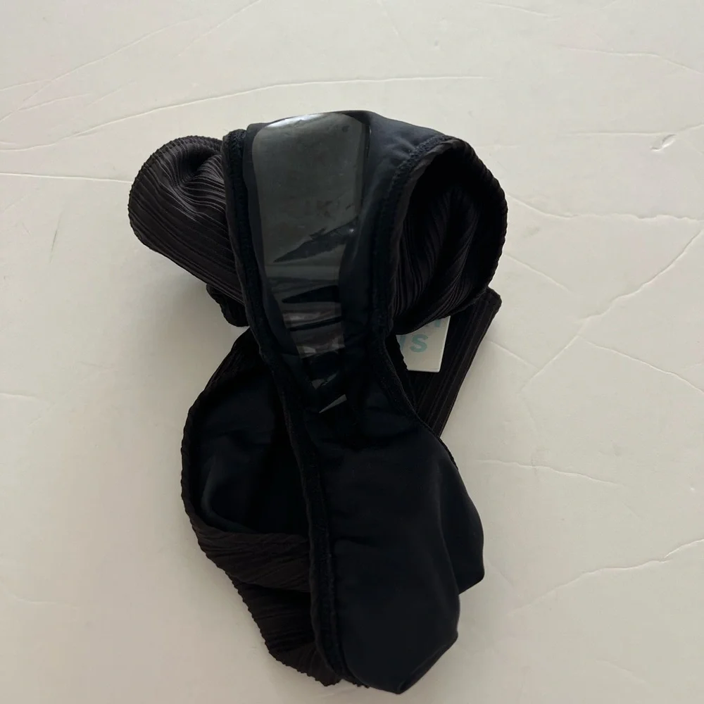 Frankie’s Bikinis Black High Waisted Ribbed Bikini Bottoms